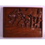 A LOVELY 1940S SCOTTISH CARVED WOOD PANEL presented to John Crawford, by the Stewartry of