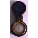 A 19TH CENTURY POCKET BAROMETER AND THERMOMETER. 2.25ins diameter.