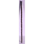 A 19TH CENTURY CHINESE WHITE METAL MOUNTED ROOTWOOD WALKING CANE. 3Ft long.