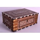 A MID 19TH CENTURY ANGLO INDIAN IVORY INLAID HARDWOOD BOX decorated with foliage, vines and