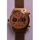 A FINE AND RARE 18CT YELLOW GOLD BREITLING CHRONO-MATE WRISTWATCH with two subsidiary dials and