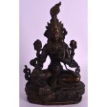 A 19TH CENTURY SINO TIBETAN BRONZE FIGURE OF AMITAYUS modelled upon a triangular base. 8.75ins