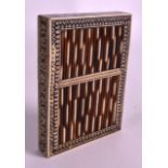 A 19TH CENTURY ANGLO INDIAN CARD CASE AND COVER formed with porcupine quills. 4.25ins x 3ins.