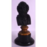 A 19TH CENTURY ITALIAN BRONZE BUST OF HOMER supported upon a veined sienna marble base, with