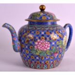 A FINE CHINESE FAMILLE ROSE TEAPOT AND COVER bearing Yu Tang Fu Gui marks to base, delicately