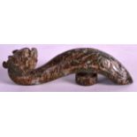 A CHINESE CARVED HARDSTOE BELT HOOK 20th Century, archaic style. 4.5ins wide.