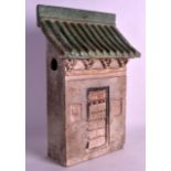 A CHINESE HAN DYNASTY STYLE POTTERY TOMB HOUSE with partial polychromed decoration. 1Ft 3.5ins