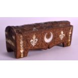 AN 18TH/19TH CENTURY CARVED NORTHERN EUROPEAN MARRIAGE BOX with sliding top, mother of pearl