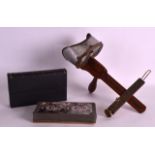 A SCOTTISH STEREOSCOPE VIEWER together with leather cased cards. (qty)