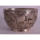 A LATE 19TH CENTURY CHINESE EXPORT PIERCED SILVER BOWL by Woshing, decorated with birds amongst