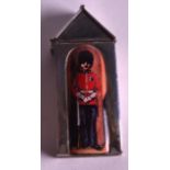 A NOVELTY SILVER VESTA CASE depicting a beefeater. 2.5ins long.