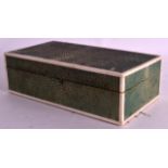 AN ART DECO IVORY AND SHAGREEN CIGAR BOX. 7.75ins wide.