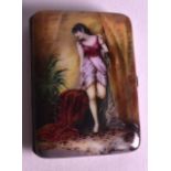 A CONTINENTAL ART DECO SILVER AND ENAMEL CIGARETTE CASE C1930 depicting a gypsy girl within an