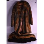 A VINTAGE FUR COAT together with a Zip hare piece & a black coat. (3)