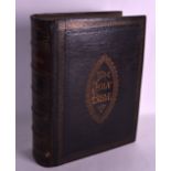 A LARGE LEATHER BOUND ANTIQUE BIBLE printed by James Hagger.