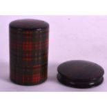 TWO VICTORIAN SCOTTISH TARTANWARE BOXES AND COVERS. (2)