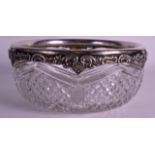 AN EARLY 20TH CENTURY STERLING SILVER MOUNTED CUT GLASS BOWL with acanthus scrolling vine