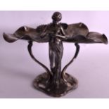 A LOVELY ART NOUVEAU SILVER PLATED WMF DISH in the form of a winged angel. 8.5ins wide.