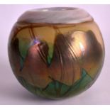 A LOVELY VINTAGE MALTESE ART GLASS BULBOUS VASE decorated all over with scrolling foliage. 4.75ins