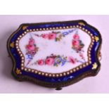 A 19TH CENTURY FRENCH ENAMEL PURSE painted with flowers. 3.25ins wide.