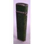 A GEORGE III SILVER MOUNTED SHAGREEN CASE of tapering form. 5.5ins long.