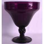 A LOVELY 19TH CENTURY AMETHYST GLASS FLUTED BOWL of large proportions, upon a swirled stem. 1Ft 1ins