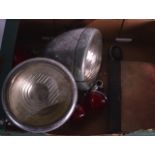 A PAIR OF VINTAGE CAR LAMPS together with other ephemera. (qty)