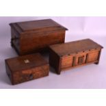 AN UNUSUAL MINIATURE 19TH CENTURY MUSICAL BOX stamped CP & G, together with two others. (3)