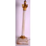 A LARGE EARLY 20TH CENTURY FRENCH ORMOLU AND ONYX CANDLESTICK converted to a lamp. Stick 2ft 4ins