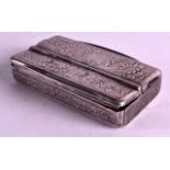 A VERY RARE 19TH CENTURY FRENCH SILVER SNUFF BOX with unusual Vesta feature & folding candle. 2.5ins