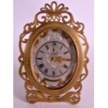 A LATE 19TH CENTURY FRENCH ENGRAVED BRASS STRUT CLOCK in the style of Thomas Cole, incised with