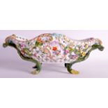 A LATE 19TH CENTURY GERMAN TWIN HANDLED PORCELAIN BASKET painted with flowers in the Meissen