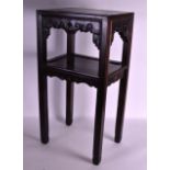 AN EARLY 20TH CENTURY CHINESE CARVED HARDWOOD RECTANGULAR STAND with square legs and floral