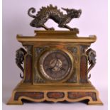 A LOVELY LATE 19TH CENTURY AESTHETIC MOVEMENT BRONZE MANTEL CLOCK by Howell James & Co, modelled