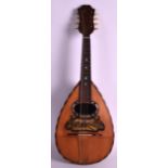 A VINTAGE ITALIAN CARVED ROSEWOOD MANDOLIN Attributed to Carlo Lorenzo, inset with a panel of a