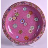 A CHINESE FAMILLE ROSE PORCELAIN CIRCULAR DISH 20th Century, bearing Qianlong marks to base, painted