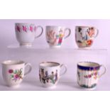 A COLLECTION OF EIGHT 18TH CENTURY WORCESTER COFFEE CUPS of various designs. (6)