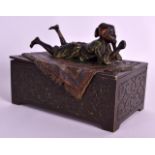 A LATE 19TH CENTURY AUSTRIAN COLD PAINTED BRONZE CASKET Attributed to Franz Bergmann, retailed by