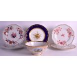 FOUR 19TH CENTURY FLIGHT BARR AND BARR PLATES together with a pair of flowers, a Coalport plate