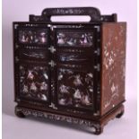 A GOOD 19TH CENTURY CHINESE CARVED HONGMU TRAVELLING CABINET of large proportions, with handle,