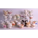 A COLLECTION OF TWENTY TWO PORCELAIN CREAMBOATS together with an English bordaloo. (22)