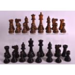 A LATE 19TH CENTURY ENGLISH CARVED AND WEIGHTED CHESS SET Staunton Pattern, probably Jacques,