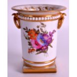 AN EALY 19TH CENTURY FLIGHT BARR AND BARR VASE painted with a beautiful spray of flowers to both