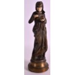 Albert Ernest Carrier Belleuse (1824-1887) A French bronze and ivory figure of a female, entitled '