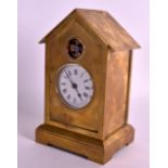 AN UNUSUAL LATE 19TH CENTURY FRENCH BRASS CARRIAGE CLOCK in the shape of a house, with open