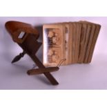 AN EDWARDIAN WALNUT VENEERED VIEWER together with various photographs. (qty)