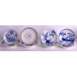 A COLLECTION OF EIGHT 18TH CENTURY WORCESTER BLUE AND WHITE SAUCERS including Prunus Root, Birds