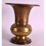 AN 18TH CENTURY INDO PERSIAN BRONZE BEAKER VASE of flared form with circular foot. 8.5ins high.