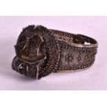 A LATE 19TH CENTURY PIERCED SILVER FILIGREE BANGLE.