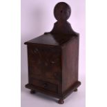 A GOOD 18TH CENTURY OAK SALT BOX carved with a central urn with extensive foliage. 1Ft 9ins high.